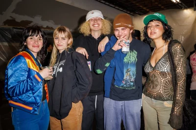 (L–R) Elizabeth Clifford, Olivia Dunford, Gio Orifici, Bill King and Darla Burrola heard about the Space and Faders open house through Heather Santi. She’s married to Thorpe, and she owns Eggs in the City where Orifici works as a server.