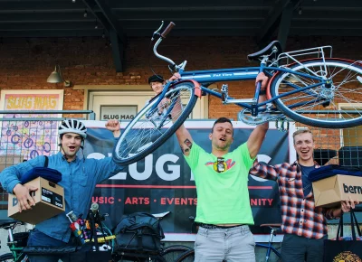 (L–R): Men’s Winners: Nick Parent (2nd Place), Clint Campbell (1st Place) and Luke Gangi-Wellman (3rd Place).