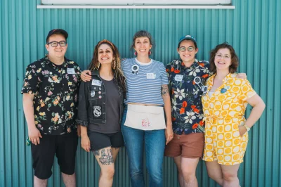 Grid Zine fest organizers Ricky Vigil, Donna Ramone, Juli Huddleston, Max Barnewitz and Bonnie K.V. Cooper.