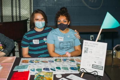 (L–R) Thomas and Maya DeGroff with Mr. Sunday Monthly.