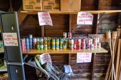 Community members are free to give and take from any of the three "freedge" locations, such as with dry goods seen here from the Rose Park "freedge" location.