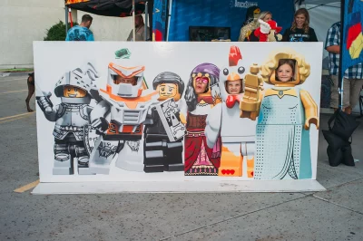 The Lockwood family pose as Minifigs at the BrickSlopes Lego fan event booth. (Photo: @clancycoop)