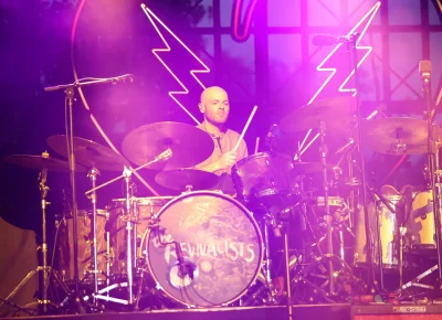 Drummer for the Revivalists on stage at the Red Butte Amphitheatre. (Photo: LmSorenson.net)