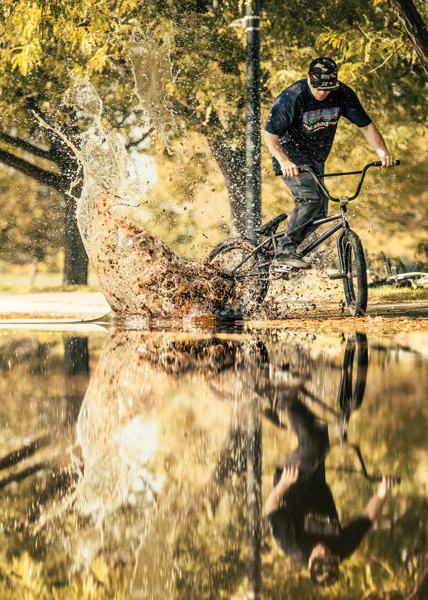 Cam Wood escapes the summer heat with a quick dip of the toes in a flooded parking lot. The entire crew avoided such an obstacle, but Cam isn’t an ordinary rider and is no stranger to leaving a session with sopping wet shoes.