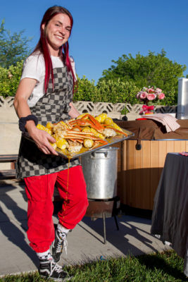 Porter shows off her Cajun seafood boil.