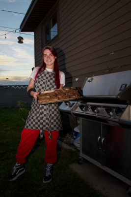 Porter grills beef tenderloin filet mignon.