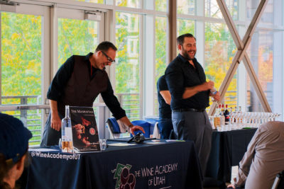 Jimmy of The Wine Academy of Utah and Matt of One Small Miracle talking to the attendees about today's class and the mission behind it. Photo: Lexi Kiedaisch