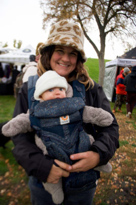 Samantha Hobush and newborn son enjoying themselves at Shred Fest. (Photo: Jovvany Villalobos)