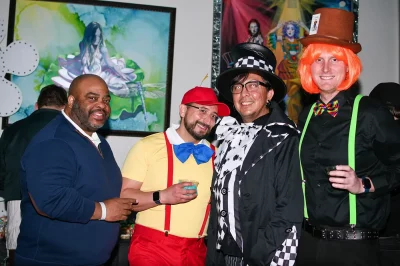 Folks gathered together at Queer Wonderland with their incredible Alice inspired costumes. Photo: Em Behringer