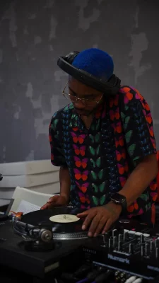 Jordan Danielle playing vinyl records for the MICA.