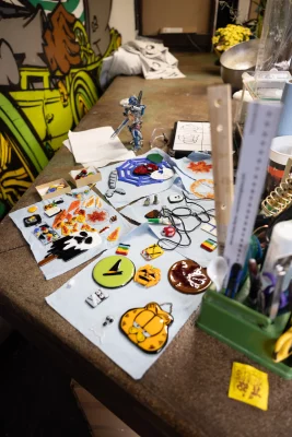 Glass-blown art created by Mitchell Harned at Lost Acorn Gallery.