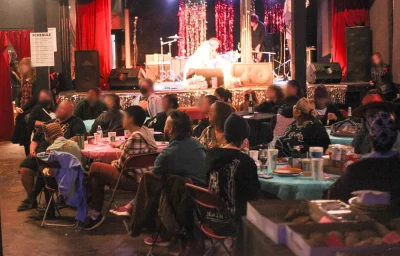 The crowd listening to open mic during Transfeastival. Photo: Abel Cayas