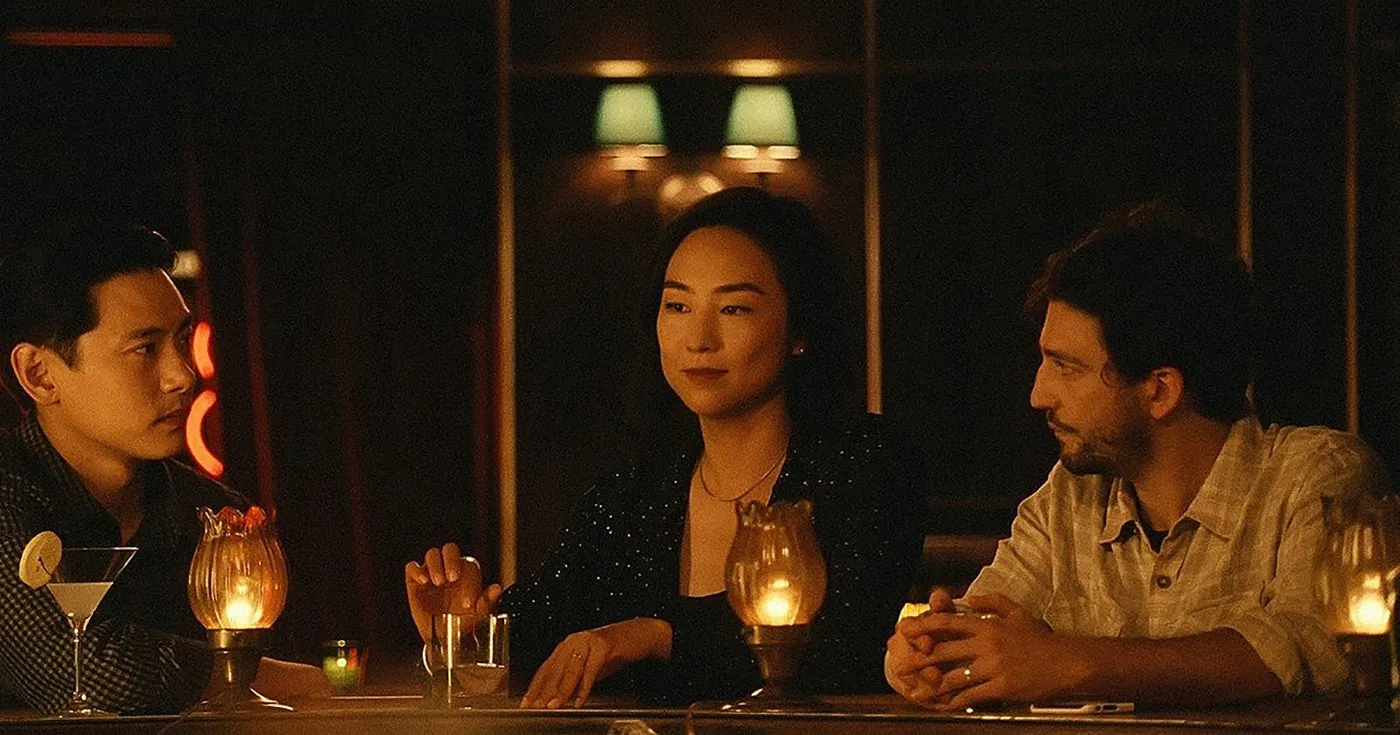 Teo Yoo, Greta Lee, and John Magaro star in Celine Song's 2023 film Past Lives.