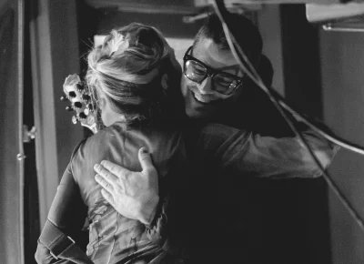 Angela H. Brown and Josh Stippich of Salt Lake City Demons hug after a set well done