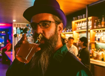 Eric McCulley enjoying a drink. Photo: Alanna Lowry.