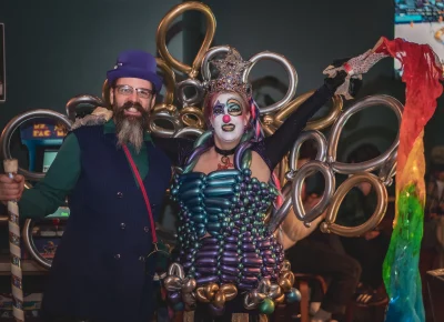 Celeste and Eric McCulley had all eyes on them with their flamboyant looks.