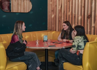 Attendees got a chance to catch up with each other between performances.