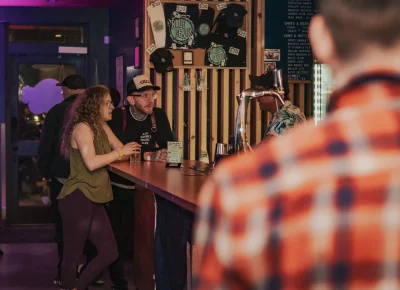 Photographers Bonneville Jones and Alanna Lowry had some downtime to mingle between sets.