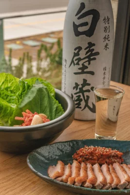 Duck Wrap with Shirakabegura Tokubetsu Junmai Sake