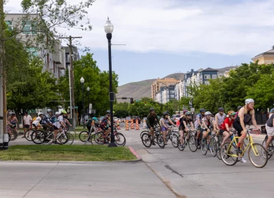 And they’re off! It’s a quick hop across the street to collect a clue-filled manifest based on the May issue of SLUG Magazine — with both in hand, riders are guaranteed to find every stop as they plan their routes. Photo: TaCara DeTevis.