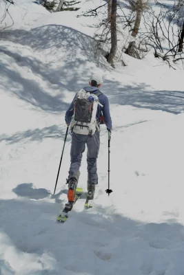 A cross-country skier in the snow.