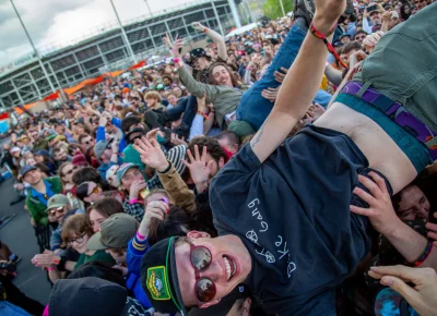 Crowdsurfing was plentiful at Kilby Block Party.