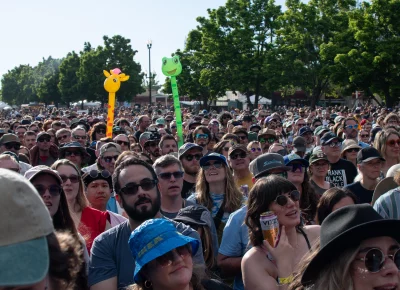 Balloon animals are in the crowd at Kilby Block Party.
