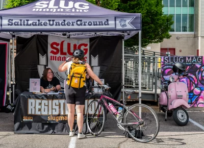 A participant eagerly registers for SLUG Cat. Photo: Ashley Christenson.