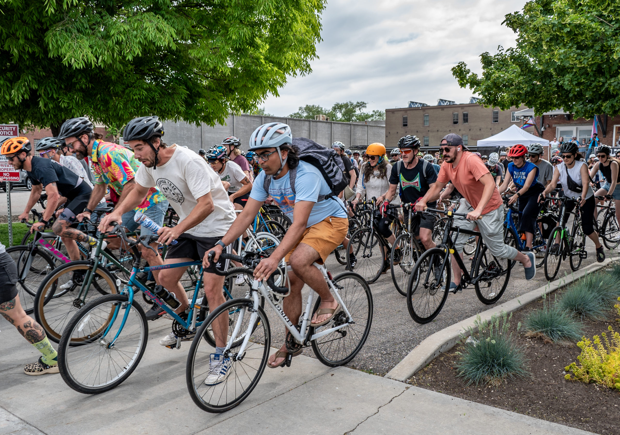 Local cyclists gathered to participate in the 12th annual SLUG Cat, an alleycat-style scavenger hunt and bike race. Photo: Ashley Christenson.