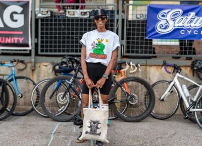 Michelle Guy celebrates her second place victory. Photo: Ashley Christenson.