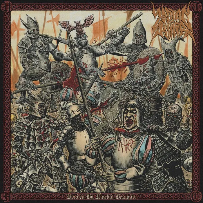 Album cover with a bunch of medieval knights fighting.