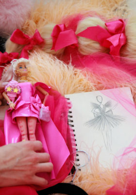 Barbie doll and dress drawing