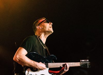 Brad Shultz of Cage the Elephant playing on stage in Salt Lake City. Photo: @lmsorenson