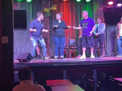 Crowdsourced Comedy performing live.