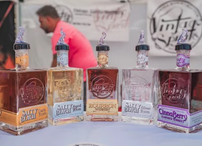 Vintage Spirits shows off their collection of liquors stored in their beautiful glassware. Photo: Talyn Behzad.