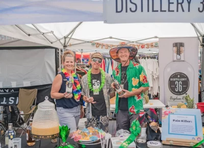 Distillery 36 are all smiles as they highlight their classic silver and spiced rums. Photo: Talyn Behzad.