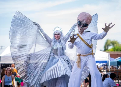 Visitors from another planet stopped by Brewstillery because they heard the drinks were that good. Photo: Chay Mosqueda.
