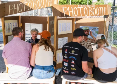 Artists create hand drawn photo booth style pictures. Photo: Chay Mosqueda.