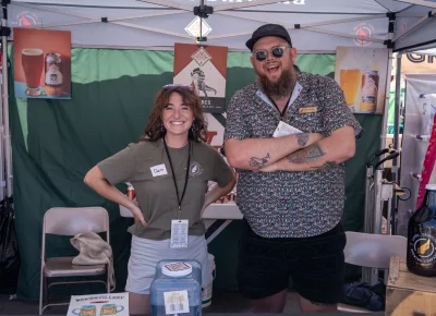 Clare Gavin and Michael Hadden are thrilled to pour Level Crossing brews. Photo: Brayden Salisbury.