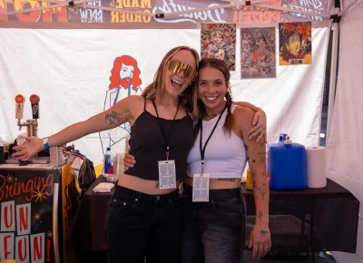 Midway Coffee's Maddy and Abby keeping the crowd caffeinated. Photo: Brayden Salisbury.