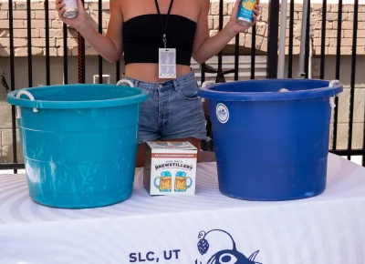 SaltFire's Sarah Shelton enjoys the shade at Brewstillery. Photo: Brayden Salisbury.