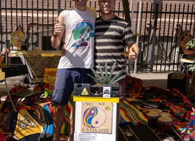 Marshall Opel and Lucas Matelich provide fun activities for attendees through Unplugged Wellness Retreats. Photo: Brayden Salisbury.