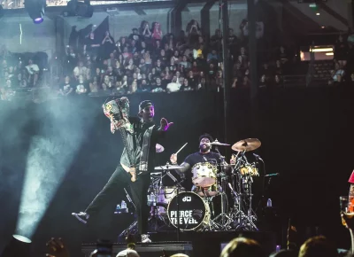 Pierce The Veil has fun interacting with the crowd.