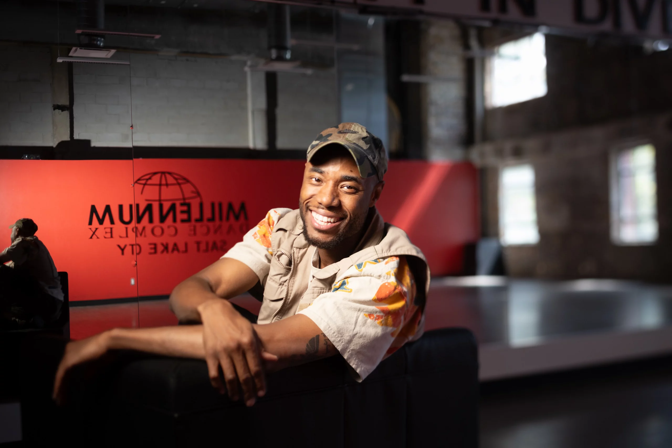 Jeffrey Louizia smiles at the camera at Millenium Dance Complex.