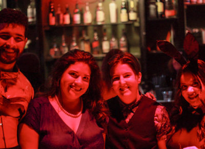 (From L-R): Antonio, Luna Sol, Chris, Ellen, pose for the camera during intermission.