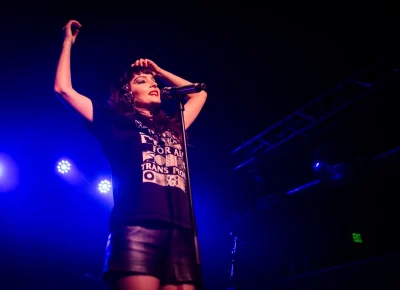 Lauren Mayberry soaks in the crowd's energy at Soundwell. Photo: Derek Brad.