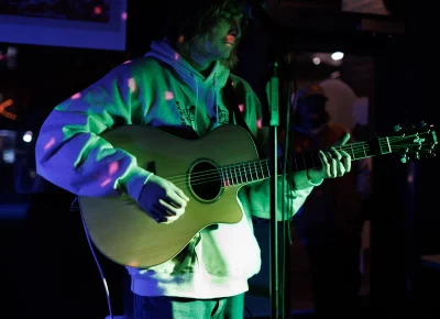 The Gontiks perform the first song of the night; soft but heartfelt.