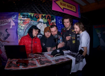 SLUG Soundwaves recorded band interviews out on the patio.