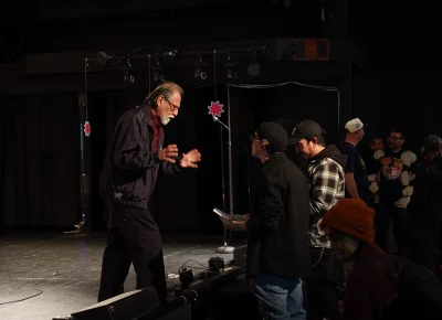 Chaz Bojorquez letting us into his lettering expertise. Photo: Derek Brad