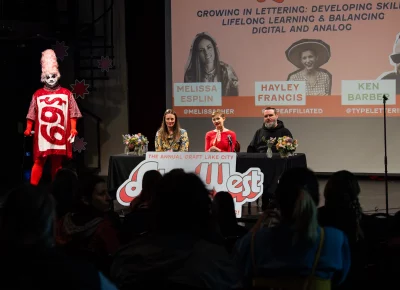 Melissa Esplin, Hayley Francis and Ken Barber sitting at their table for their public panel. Take a moment and ask a question. Photo: Derek Brad